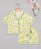 Budding Bees Half Sleeves Floral Printed Night Suit - Yellow