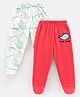 Bonfino Full Length Bootie Leggings Whale and Shark Print Pack of 2 - Pink White