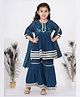 Little Bansi Three Fourth Sleeves Jaipuri Lacework & Gotta Patti Work Gathered Flare Kurta & Sharara With Dupatta - Dark Blue
