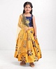 Saka Designs Sleeveless Choli & Lehenga With Dupatta Floral Print & Embroidery- Orange Blue