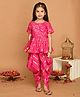 Saka Designs Half Sleeves Kurta & Salwar Set Leaf Print - Pink Golden