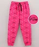 Grab It Cotton Knit Full Length Lounge Pant Text Print - Rani Pink