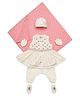 Tiber Taber Sleeveless Yoke Embroidered Kurta With Footed Pyjama & Printed Towel With Pair Of Mittens & Booties - Off White