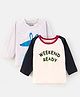 Bonfino Raglan Full Sleeves T-Shirt Pack Of 2 - Offwhite Grey