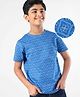 Earthy Touch Half Sleeves Knit T-Shirt Printed- Navy Blue