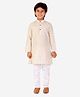 P-MARK Full Sleeves Candy Tattersall Checked Kurta & Pyjama Set - Cream