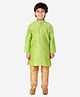 P-MARK Full Sleeves Quatrefoil Seamless Self Designed And Placement Embroidered Kurta & Pyjama Set - Green