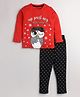 Little Marine Full Sleeves Owl Print Night Suit - Red