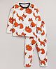 Little Marine Full Sleeves All Over Fox Printed Night Suit - White