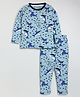 Little Marine Full Sleeves All Over Shark Printed Night Suit - Blue