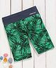 LOBSTER Swimming Trunk Leaf Print - Black Green