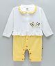 Brats And Dolls Cotton Knit Full Sleeves Embroiled Butterfly Rompers - Yellow & White