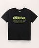 LC Waikiki Half Sleeves T-Shirt Text Print- Black