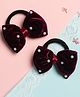 Ribbon candy Set Of 2 Velvet Bow Design Pearl Embellished Rubber Bands - Magenta