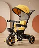 Babyhug Plug & Play Stallion Tricycle with Parental Push Handle & Foldable Canopy - Yellow Black| Foldable Footrest| Non Slip Pedal| High Backrest| Storage Basket| Removable Safety Rail| Cushion Seat