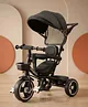 Babyhug Plug & Play Stallion Tricycle With Parental Push Handle & Foldable Canopy - Black| Foldable Footrest| Non Slip Pedal| High Backrest| Storage Basket| Removable Safety Rail| Cushion Seat