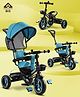 Babyhug Plug & Play Stallion Tricycle with Parental Push Handle & Foldable Canopy - Teal Blue