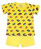 SuperBottoms Half Sleeves All Over Lego Printed Top With Solid Shorts - Yellow & Red