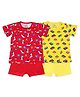 SuperBottoms Pack Of 2 Short Sleeves Dog And Lego Print Top With Shorts - Red Yellow