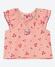BIBA Flutter Sleeves Flower Print Straight Top - Peach