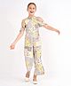 Primo Gino Viscose Woven Off Shoulder Jumpsuit Floral Collage Print - Multicolour
