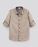 Primo Gino Full Sleeves Cotton Printed Shirt With Patch Pocket - Beige