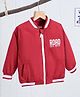 Babyoye Full Sleeves Bomber Jacket Text Print - Red