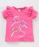 Babyhug Half Sleeves Tee With Shapes Print Graphics & Frill Detailing - Neon Pink