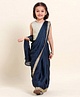 Babyhug Silk Sleeveles Sequenced Choli with Ready to Wear Saree- Navy