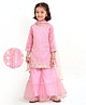 Babyhug Three Forth Sleeves Kurti & Sharara With Dupatta Sequin Embroidery - Candy Pink