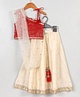 Babyhug One Shoulder Sleeves Embellished Choli & Lehenga Set With Dupatta - Off White