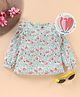 Babyhug Peasent Sleeves Top With Floral Print & Frill Detailing - Green