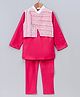 Twisha Full Sleeves Solid Kurta With Pyjama And Striped Design Jacket - Pink White