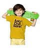 BRATMA Half Sleeves Aao Chill Kare Text Print Tee - Mustard