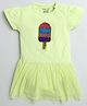 Polka Tots Half Sleeves Sequin Embellished Popsicle Patch Detail Flared Tulle Romper Onesie - Yellow