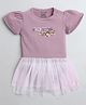 Polka Tots Half Sleeves Mamas Angel Text Sequin Embellished Detail Flared Tulle Romper Onesie - Purple