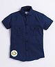 Polka Tots Half Sleeves Travel The Seas Placement Print Shirt - Navy Blue