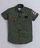 Polka Tots Half Sleeves Text Placement Print Shirt - Green