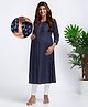 Bella Mama Three Fourth Sleeves Maternity Nursing Printed Kurti - Navy Blue