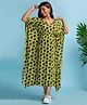 Bella Mama Woven Crinkle Kaftan Animal Print - Light Green