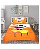 Crochet And Moms 100% Cotton Bed Sheet And Pillow Cover Micky Mouse Print - Orange