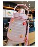 KolorFish Cute Water Bottle with Straw and Strap BPA Free with Time Marker & Cute 3D Stickers Pink - 1300 ml