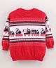Little Folks Cotton Full Sleeves Vehicles Printed Sweater - Red