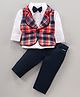 Little Folks Full Sleeves Checked Party Suit - Multicolour