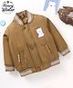 Babyoye Full Sleeves Snow Bear Patched Bomber Jacket - Mustard Yellow