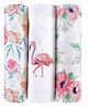 haus & kinder Floral Muslin Swaddle Wrappers Pack of 3 - White Pink