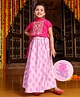 Earthy Touch Half Sleeves Woven Choli & Lehenga Set With Dupatta & Floral Embroidery - Pink