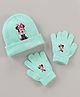 Babyhug Woollen Cap & Gloves Set Minnie Mouse Print Aqua - Diameter 10.5 cm