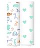 Elementary Organic Cotton Muslin Animal Love Print Set of 2 - Multicolor