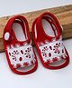 Daizy Lace Detailed Sandals With Velcro Closure - Red
